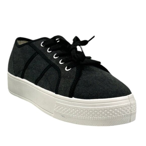 Rock & Candy Shoes - Rock & Candy SHIANN Women's Canvas Lace-Up Sneakers Black Size 9